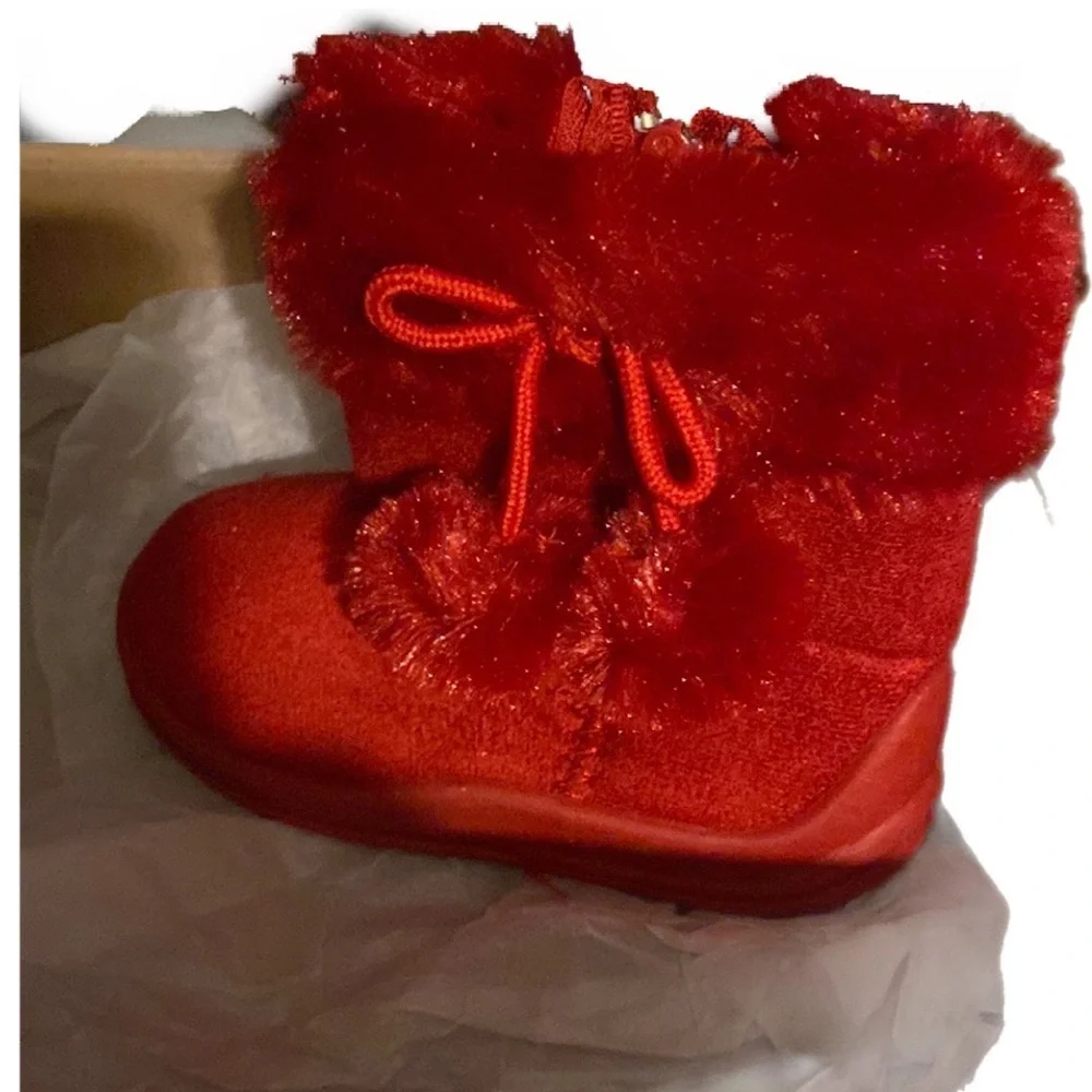 Kali Boots, Bany, Red, Faux Fur, Suede, Sz 4 & 5, Winter, Snow, Girly​, NIB, NWT